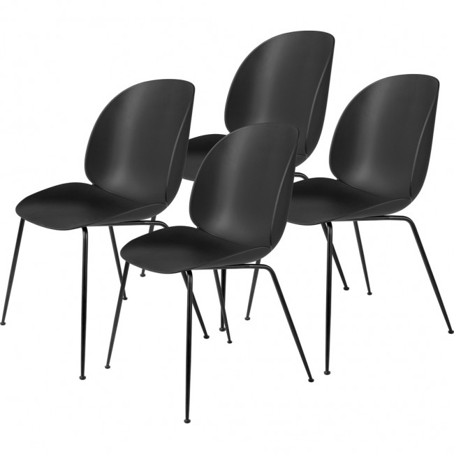 구비 BE이티엘E 다이닝 체어 의자 Unupholstered Conic Base 블랙 Set Of 4 블랙 GUBI Beetle Dining Chair Unupholstered  Conic Base Black  Set Of 4  Black 00064