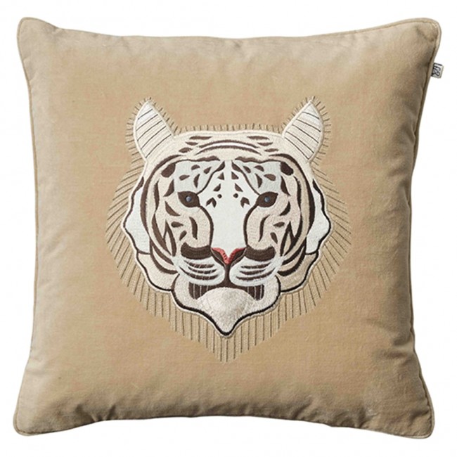 샤트왈앤욘손 Embroidered 화이트 Tiger 쿠션 커버 50x50 cm Chhatwal & Jonsson Embroidered White Tiger Cushion Cover  50x50 cm 02328