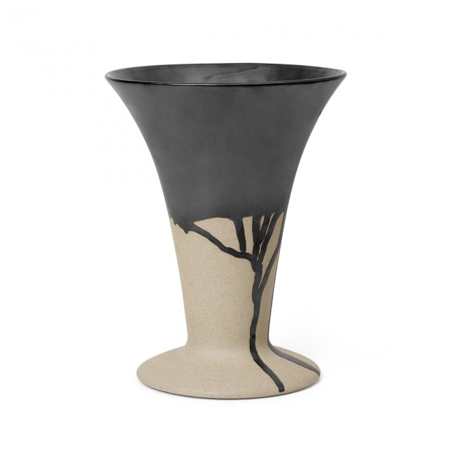 펌리빙 - Flores 화병 꽃병 H 23 cm sand / 블랙 Ferm Living ferm Living - Flores Vase  H 23 cm  sand / black 04895