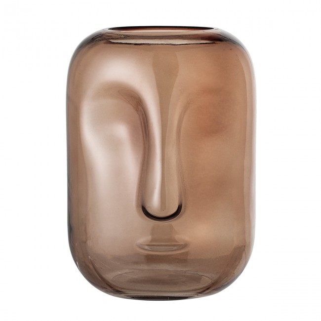 블루밍빌 - 화병 꽃병 with 글라스 face 브라운 Bloomingville - Vase with glass face  brown 04191