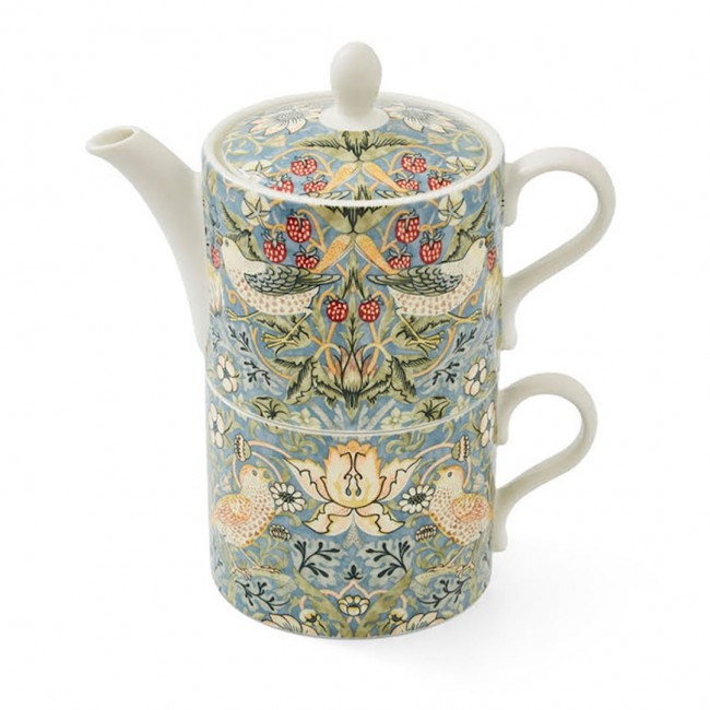 스포드 Morris & Co Tea For One 티포트 With 머그 28 cl 스트로베리 Thief Spode Morris & Co Tea For One Teapot With Mug 28 cl  Strawberry Thief 06128