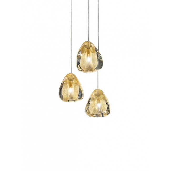 테르자니 Mizu 캐노피 with 3 펜던트S LED 1-10V/Push dim 골드 / 화이트 Terzani Mizu canopy with 3 pendants  LED 1-10V/Push dim Gold / White 19620