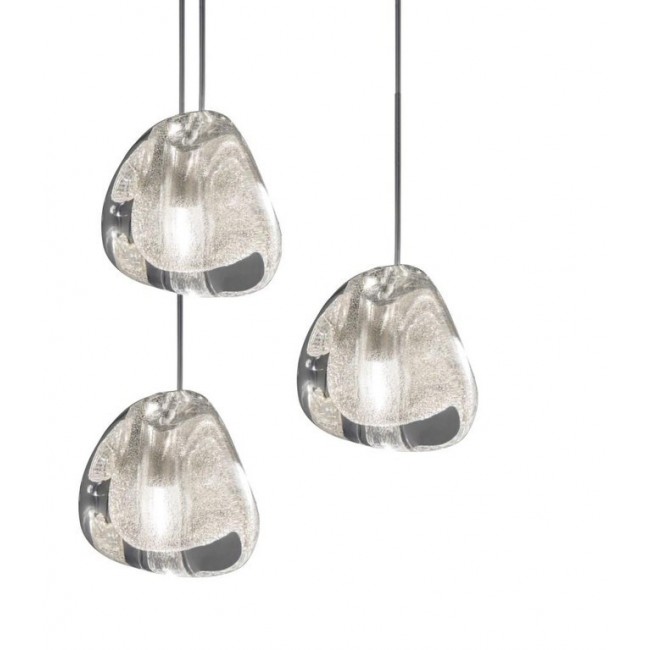 테르자니 Mizu 캐노피 with 3 펜던트S LED 1-10V/Push dim 실버 / 니켈 Terzani Mizu canopy with 3 pendants  LED 1-10V/Push dim Silver / Nickel 19619