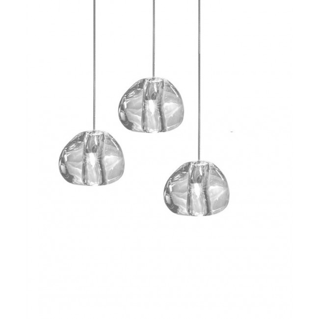 테르자니 Mizu 캐노피 with 3 펜던트S LED 1-10V/Push dim 트랜스페런트 / 니켈 Terzani Mizu canopy with 3 pendants  LED 1-10V/Push dim Transparent / Nickel 19616