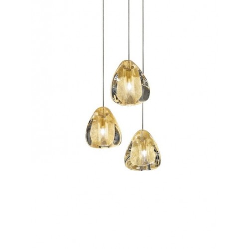 테르자니 Mizu 캐노피 with 3 펜던트S LED 1-10V/Push dim 골드 / 화이트 Terzani Mizu canopy with 3 pendants  LED 1-10V/Push dim Gold / White 19611