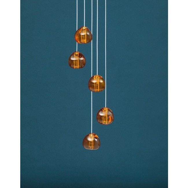 테르자니 Mizu round 캐노피 with 15 펜던트S LED 1-10V/Push/DALI dim 화이트 / 트랜스페런트 Terzani Mizu round canopy with 15 pendants  LED 1-10V/Push/DALI dim White / Transparent 19528