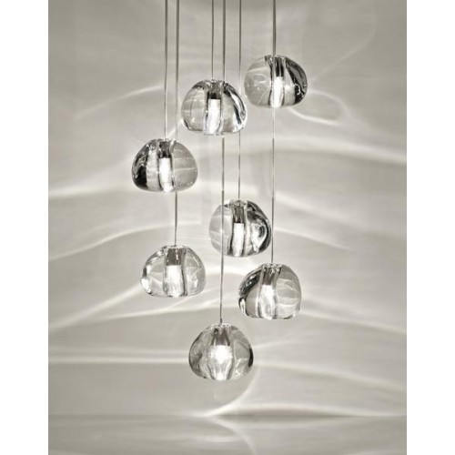 테르자니 Mizu 캐노피 with 7 펜던트S LED 1-10V/Push dim 트랜스페런트 / 화이트 Terzani Mizu canopy with 7 pendants  LED 1-10V/Push dim Transparent / White 19486