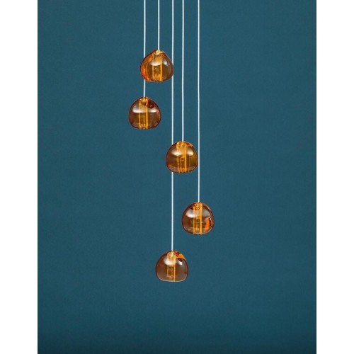 테르자니 Mizu 캐노피 with 7 펜던트S LED 1-10V/Push dim 코냑 / 화이트 Terzani Mizu canopy with 7 pendants  LED 1-10V/Push dim Cognac / White 19485