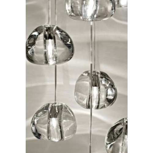 테르자니 Mizu 캐노피 with 5 펜던트S LED 1-10V/Push dim 트랜스페런트 / 화이트 Terzani Mizu canopy with 5 pendants  LED 1-10V/Push dim Transparent / White 19465