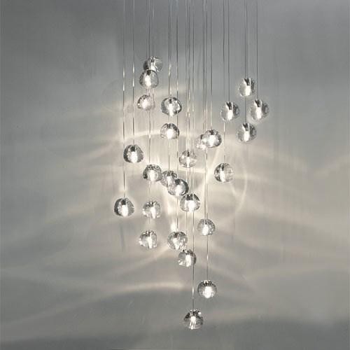 테르자니 Mizu round 캐노피 with 26 펜던트S LED 1-10V/Push/DALI dim 화이트 / 트랜스페런트 Terzani Mizu round canopy with 26 pendants  LED 1-10V/Push/DALI dim White / Transparent 19403