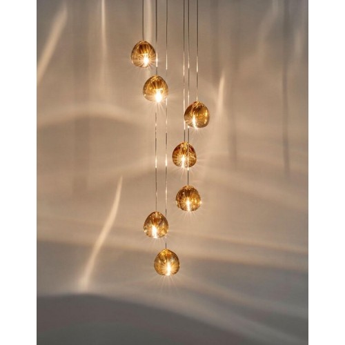 테르자니 Mizu 캐노피 with 3 펜던트S LED DALI dim 샴페인 / 화이트 Terzani Mizu canopy with 3 pendants  LED DALI dim Champagne / White 13267