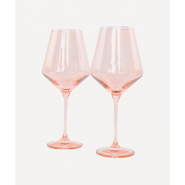 에스텔 컬러드 글라스 Blush 핑크 Stemware 2세트 구성 Estelle Colored Glass Blush Pink Stemware Set of Two 00297