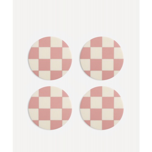 앤클레버링 4세트 구성 핑크-CHECK 컵받침 Klevering Set of Four Pink-Check Coasters 00206
