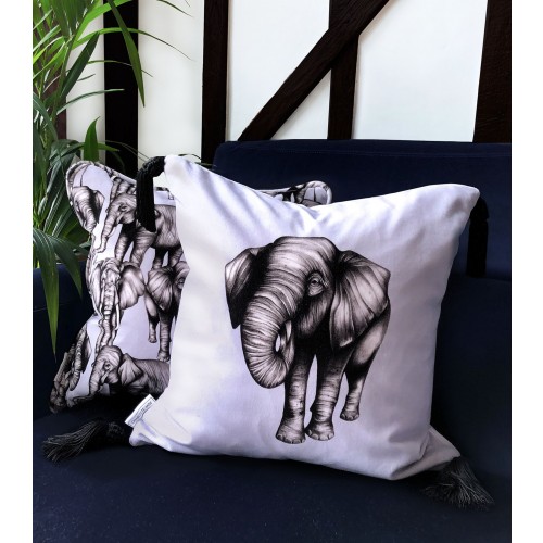 샬롯 제이드 벨벳 All-Over 코끼리 Print 쿠션 (45cm x 45cm) Charlotte Jade Velvet All-Over Elephant Print Cushion (45cm x 45cm) 02749