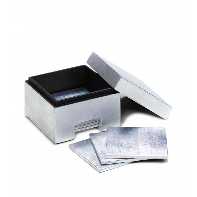 포쉬 트레이딩 컴퍼니 실버 Lacquer Coastbox (Set of 8) Posh Trading Company Silver Lacquer Coastbox (Set of 8) 02247