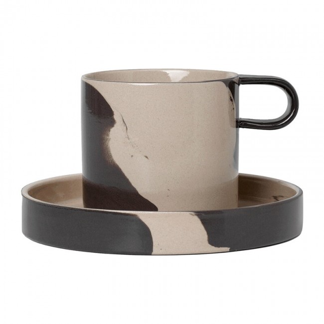 FERM LIVING 펌리빙 Inlay cup with 소서 sand - brown FL1104263870