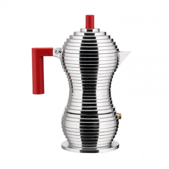ALESSI 알레시 Pulcina induction espresso 커피메이커 3 cups 알루미늄 - red ALMDL02-3RFM
