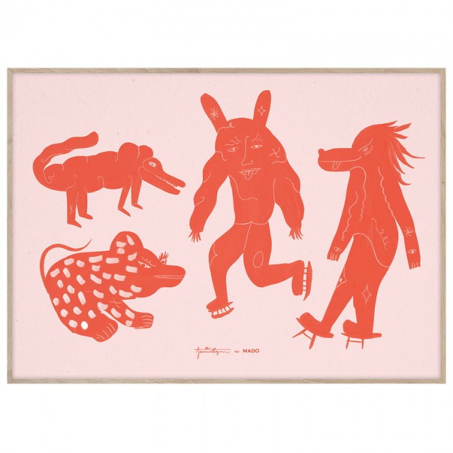 MADO 마도 Four Creatures poster 50 x 70 cm red DOM4119