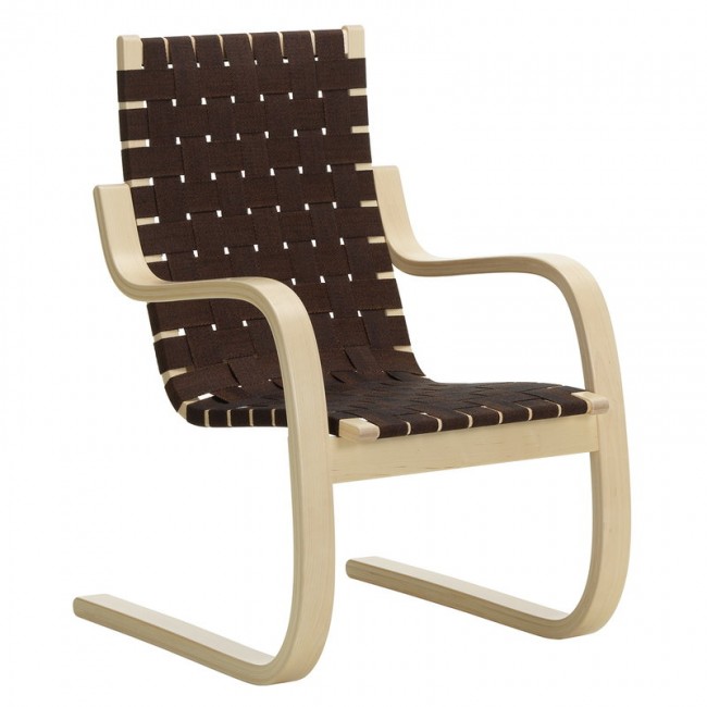 ARTEK 알토 암체어 팔걸이 의자 406 birch - 블랙/브라운 웨빙 Artek Aalto armchair 406  birch - black/brown webbing 03912