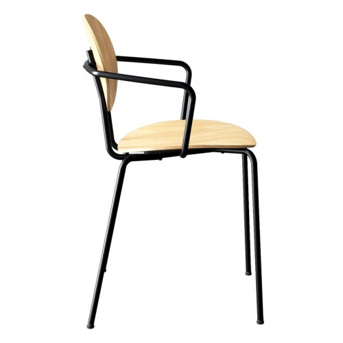 Sibast Piet Hein 의자 with armrest 블랙 - 화이트 래커 oak SBPIETHEIN-CHAIR-AR-BS-WLO