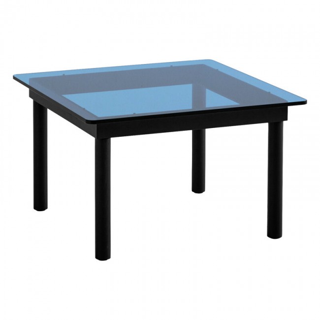 HAY 헤이 Kofi 테이블 60 x cm 블랙 래커 oak - 블루 글라스 HA941719
