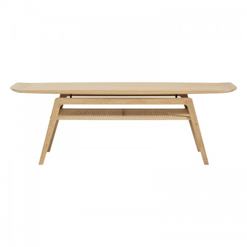 WARM NORDIC 웜 노르딕 Surfboard coffee 테이블 with shelf 화이트 oiled oak - 프렌치 cane WA2807021