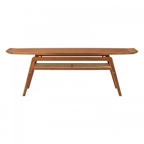 WARM NORDIC 웜 노르딕 Surfboard coffee 테이블 with shelf teak - 프렌치 cane WA2807022