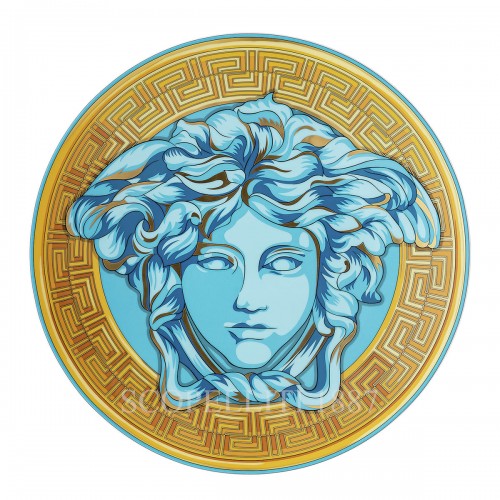 베르사체 Presentation 접시 메두사 Amplified 블루 Coin Versace Presentation Plate Medusa Amplified Blue Coin 02405
