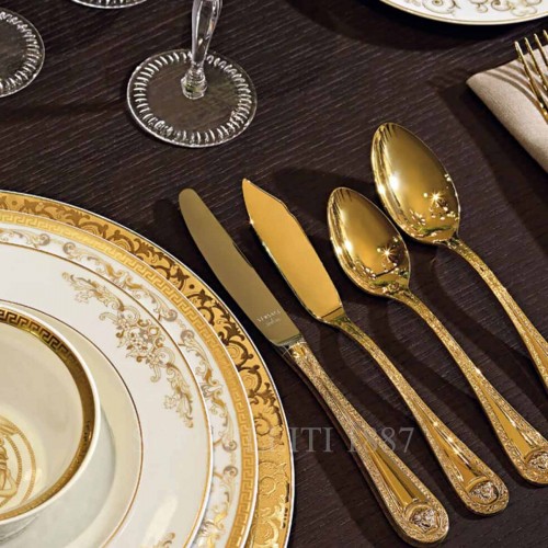 베르사체 Dinner Spoon 메두사 커트러리 골드 접시 Versace Dinner Spoon Medusa Cutlery Gold Plated 02195