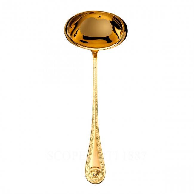 베르사체 Soup 국자 메두사 커트러리 골드 접시 Versace Soup Ladle Medusa Cutlery Gold Plated 02187