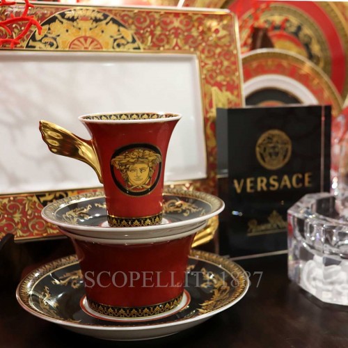 베르사체 티 컵앤소서 메두사 Red Versace Tea Cup and Saucer Medusa Red 02063