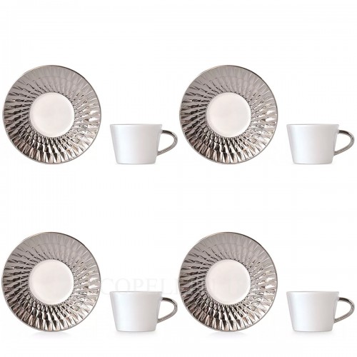 BERNARDAUD 4세트 구성 에스프레소 컵S and 소서 Twist Platinum Bernardaud Set of four Espresso Cups and Saucers Twist Platinum 01657
