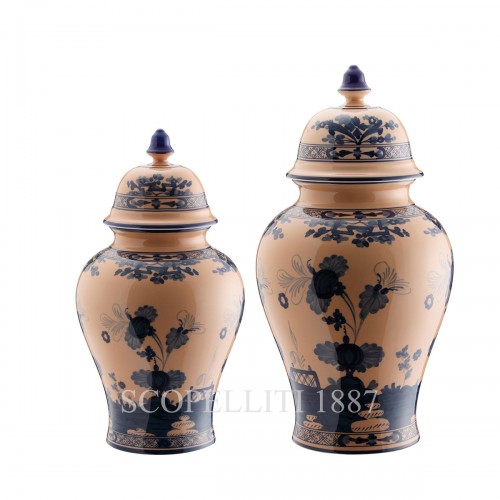 GINORI 1735 Potiche Small 화병 꽃병 With 커버 오리엔트E Italiano Cipria Ginori 1735 Potiche Small Vase With Cover Oriente Italiano Cipria 01487