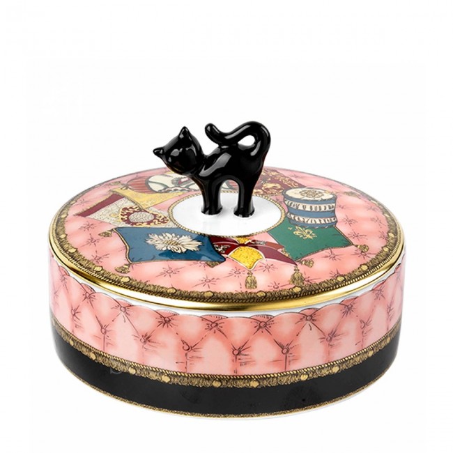 GINORI 1735 Ginori 토템 Cat Round Box with 커버 Ginori 1735 Ginori Totem Cat Round Box with Cover 01425