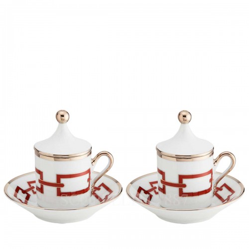 GINORI 1735 Ginori Gift Set of 2 커피잔S with Lid Catene Red Ginori 1735 Ginori Gift Set of 2 Coffee Cups with Lid Catene Red 01023