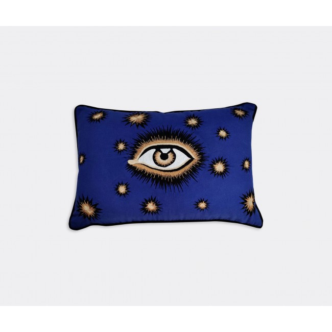 Les-Ottomans 코튼 embroidered 쿠션 with eye 블루 Les-Ottomans Cotton embroidered cushion with eye  blue 00256