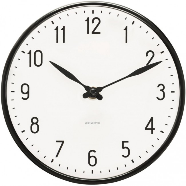 아르네야콥센 Station 벽시계 블랙 / 화이트 210 mm Arne Jacobsen Station Wall Clock Black / White  210 mm 08453