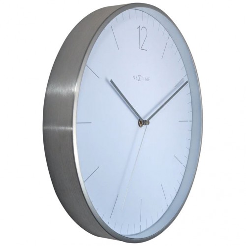 넥스타임 Essential 실버 벽시계 34 cm 화이트 NeXtime Essential Silver Wall Clock 34 cm  White 08441