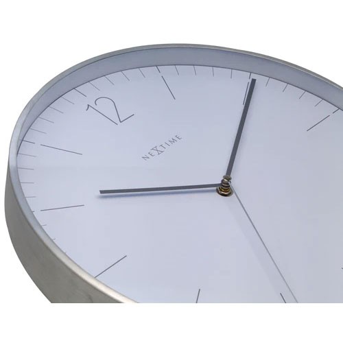 넥스타임 Essential 실버 벽시계 34 cm 화이트 NeXtime Essential Silver Wall Clock 34 cm  White 08441