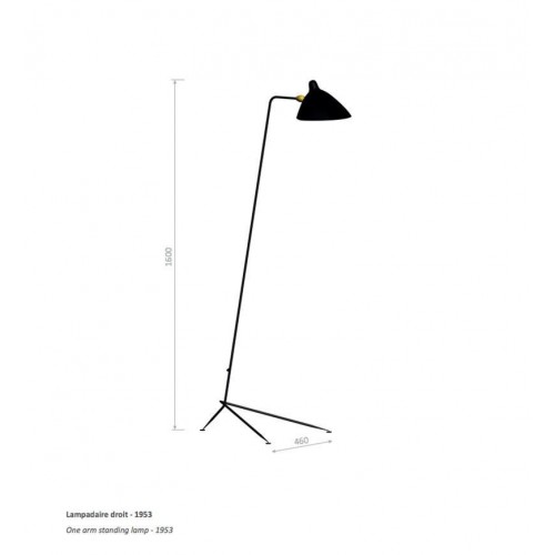 세르주 무이 (Designer) mi_d-Century Modern 블랙 One-Arm 스탠딩 램프 by 23668