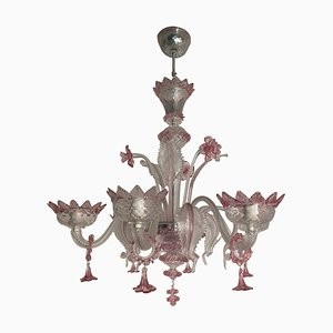 Simoeng 트랜스페런트 and 핑크 Murano Style 글라스 샹들리에 with 플라워S Leaves fro. 18122