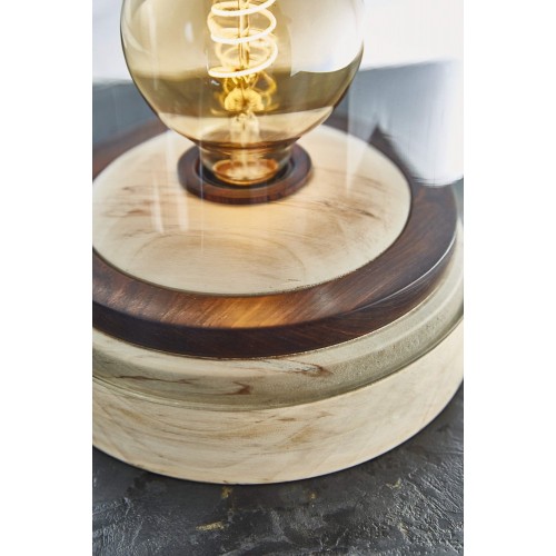 D.DRIANI CREEATION Globe Lamp in Poplar Wood and Cocobolo Turned 스모크 글라스 17458
