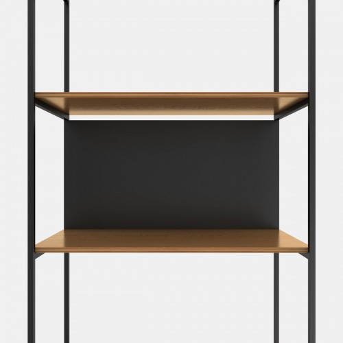 Modiste Furniture 901 시스템 선반 in American 화이트 Oak & Textured Matt 블랙 메탈 fro. 15041