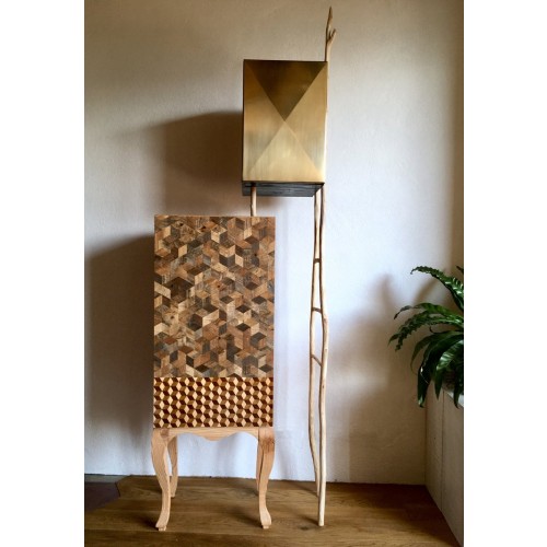 Andrea Bouquet Bouisoun 브라스 & Wooden Inlay Cabinet by 2018 14533