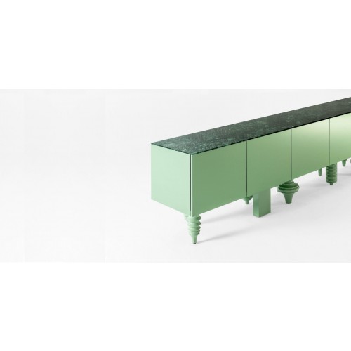 House of Finn Juhl 그린 Multileg Showtime Cabinet in Marble / MDF Wood by Jaime 헤이ON for BD 바르셀로나 14294