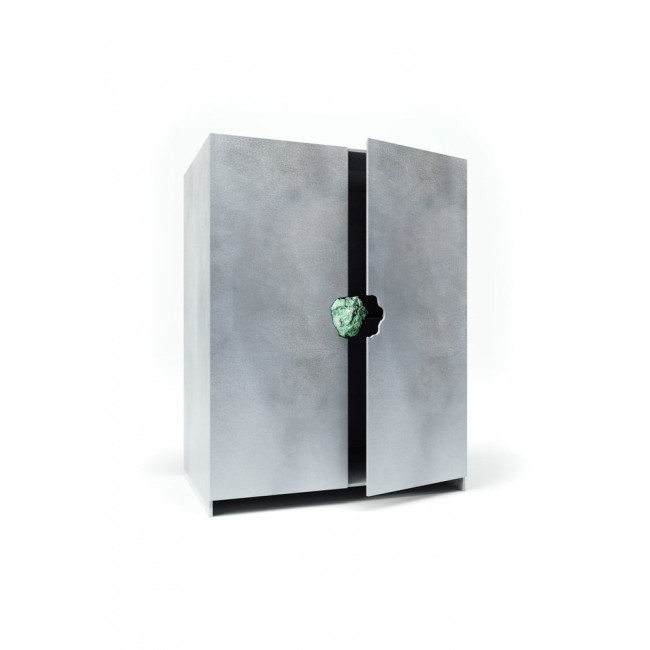 Pierre De Valck Oxidized and Waxed 알루미늄 Cabinet with 오팔 Stone by 14173