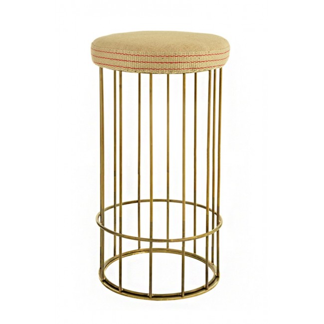 Brass Brothers & Co. Tall Cage Juta 스툴 by Niccolo De Ruvo for 브라스 07898