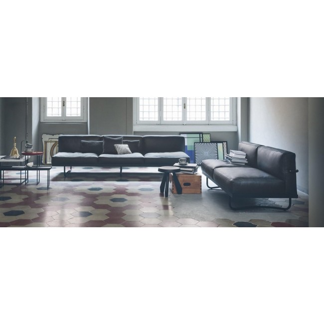 까시나 LC5 Sofa in 블랙 래더 by Le Corbusier for 04697
