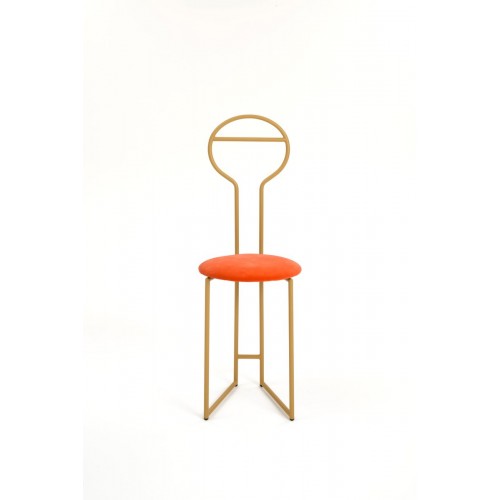 Cole Joly IV 체어 의자D로브 - High Back 골드 래커 메탈 Structure with Upholstered Seat in 오렌지 Italian 벨벳 02774