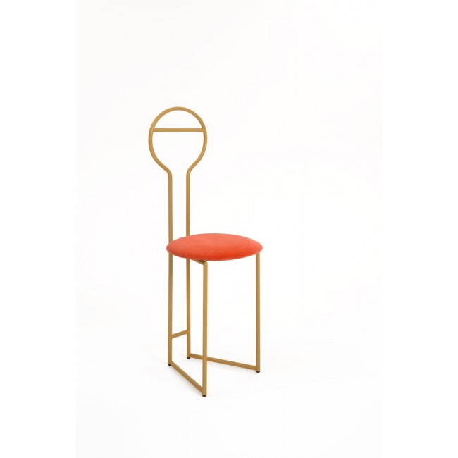 Cole Joly IV 체어 의자D로브 - High Back 골드 래커 메탈 Structure with Upholstered Seat in 오렌지 Italian 벨벳 02774